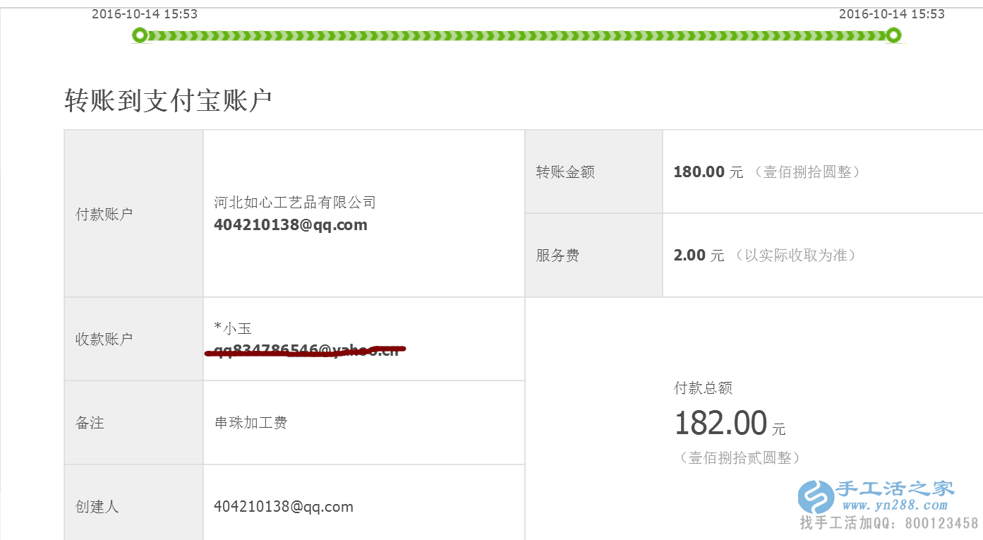  河南林州郭女士收到加工費180元，女性兼職創(chuàng)業(yè)好項目