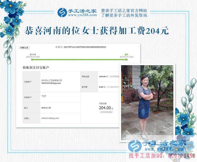 無怨無悔的付出，河南家庭主婦位女士的兼職手工賺錢貼補(bǔ)家用(圖1)